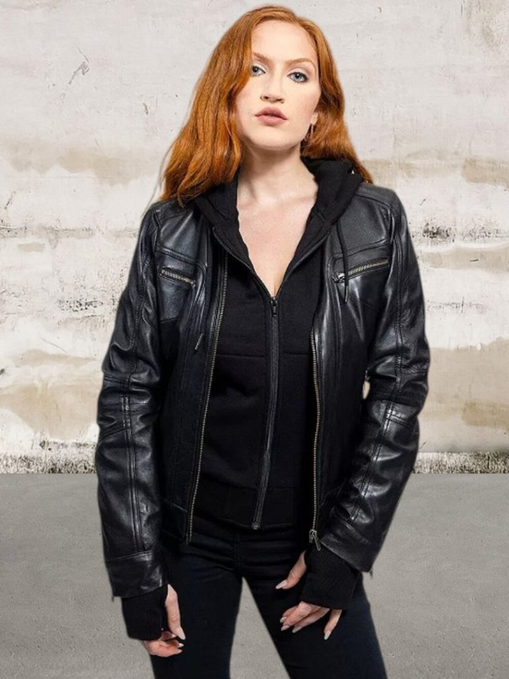 Whet Blu Women's April Hooded Leather Jacket Size XXL